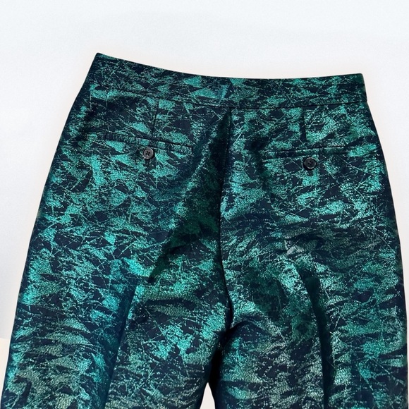 NWT J. Crew ‘Patio Cropped Pant’ in “Evergreen Metallic Jacquard” Size 6 Petite - Picture 12 of 16